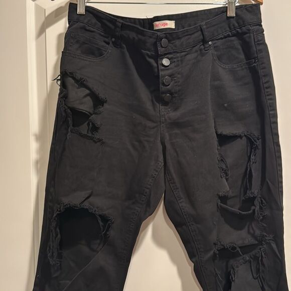 Black Distressed Women's Jeans - Picture 1 of 10